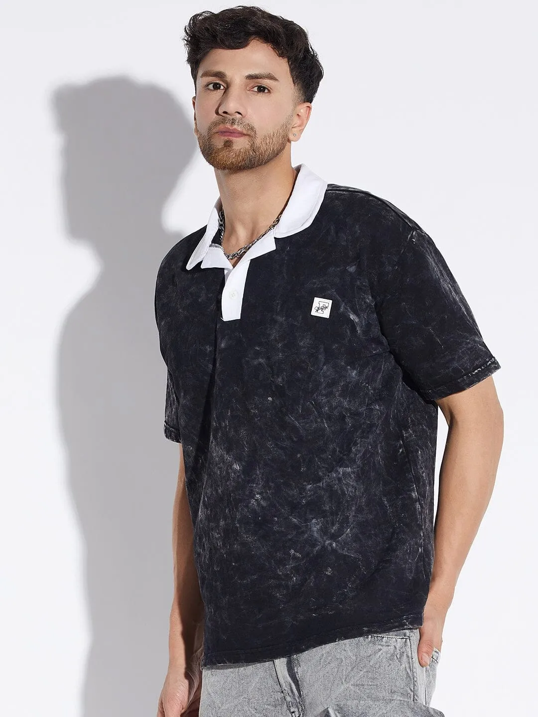 Acid Wash Oversized Polo Tee