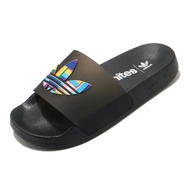 Adidas adilette lite pride lgbtq rainbow black men women unisex sandals fy9017