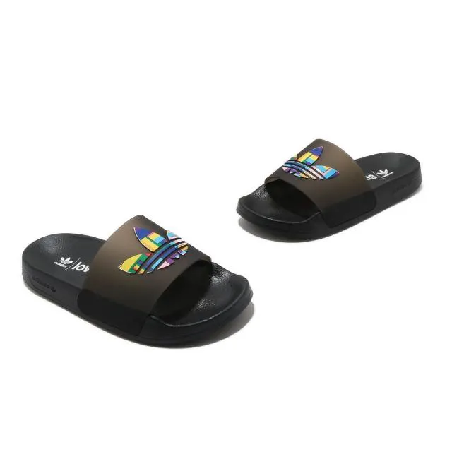 Adidas adilette lite pride lgbtq rainbow black men women unisex sandals fy9017