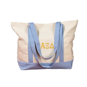 Alpha Xi Delta Canvas Boat Tote, 1-Color Greek Letters - BE004 - EMB