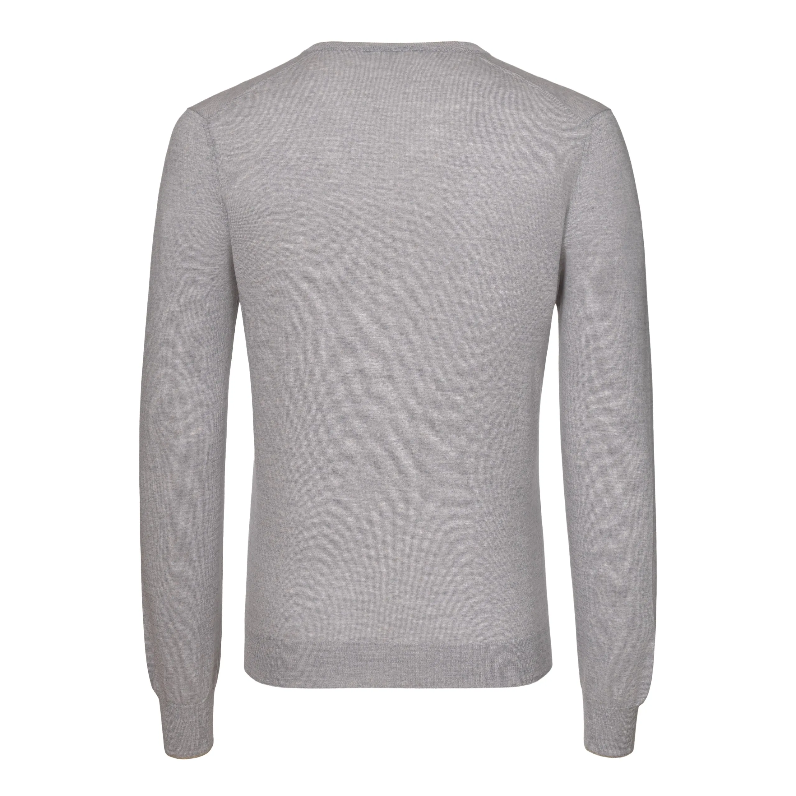  Barba Napoli V-Neck Virgin Wool Pullover in Grey Melange