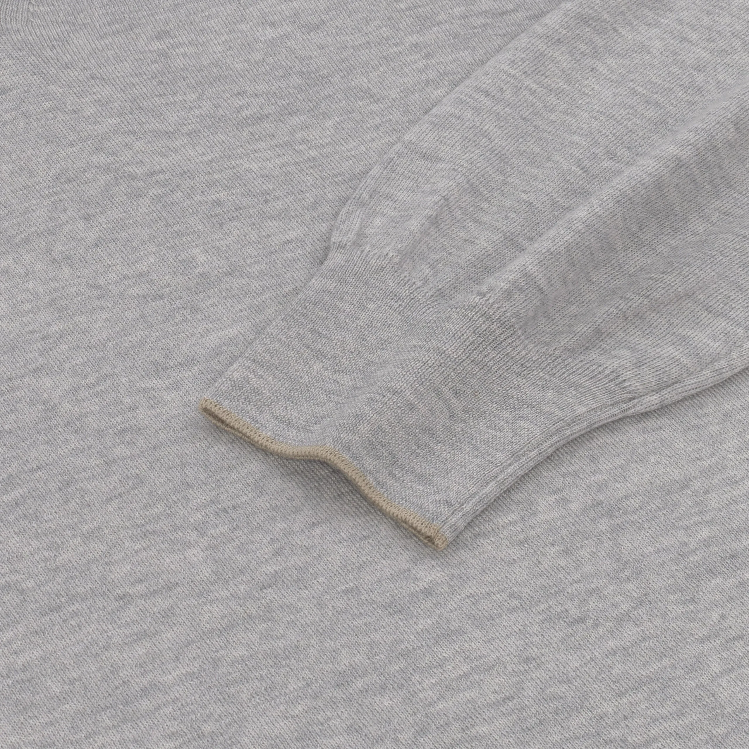  Barba Napoli V-Neck Virgin Wool Pullover in Grey Melange