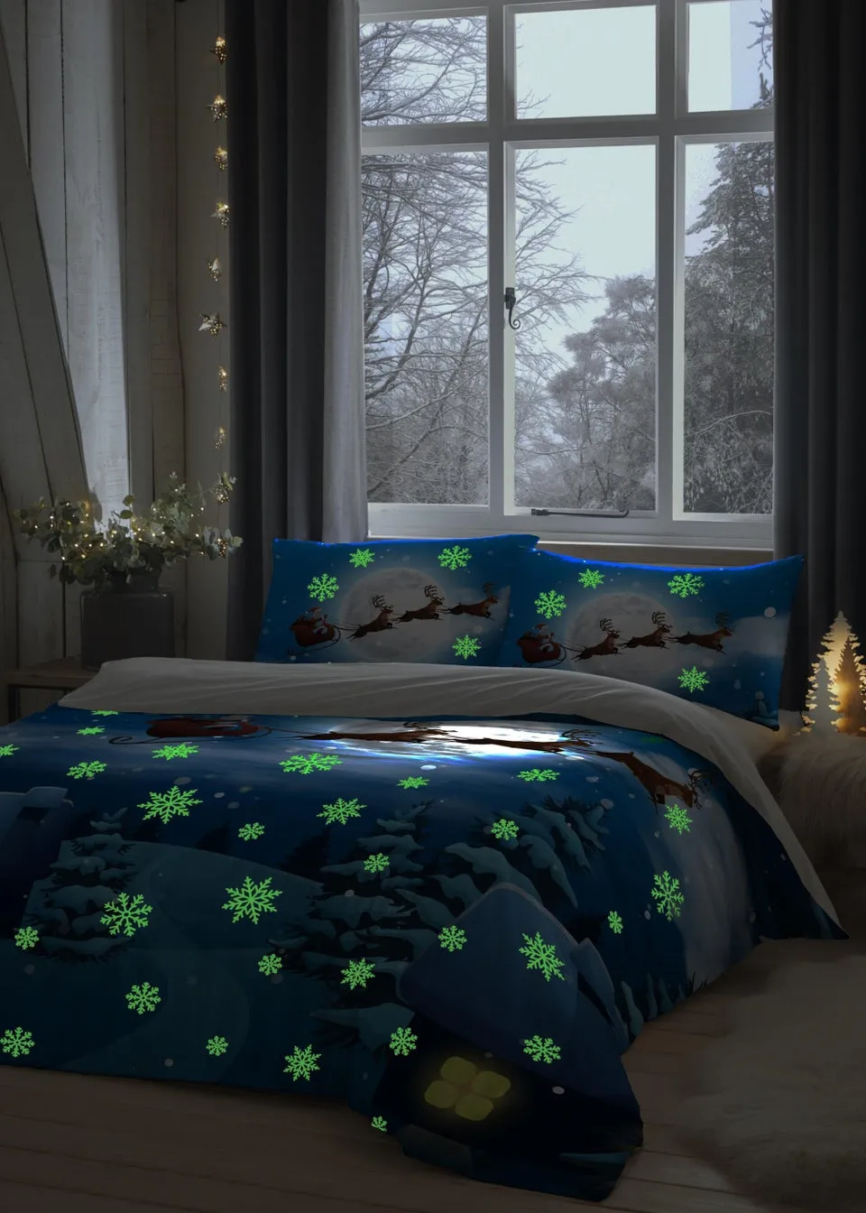 Bedlam Christmas Kids Santa Glow In The Dark Duvet Cover