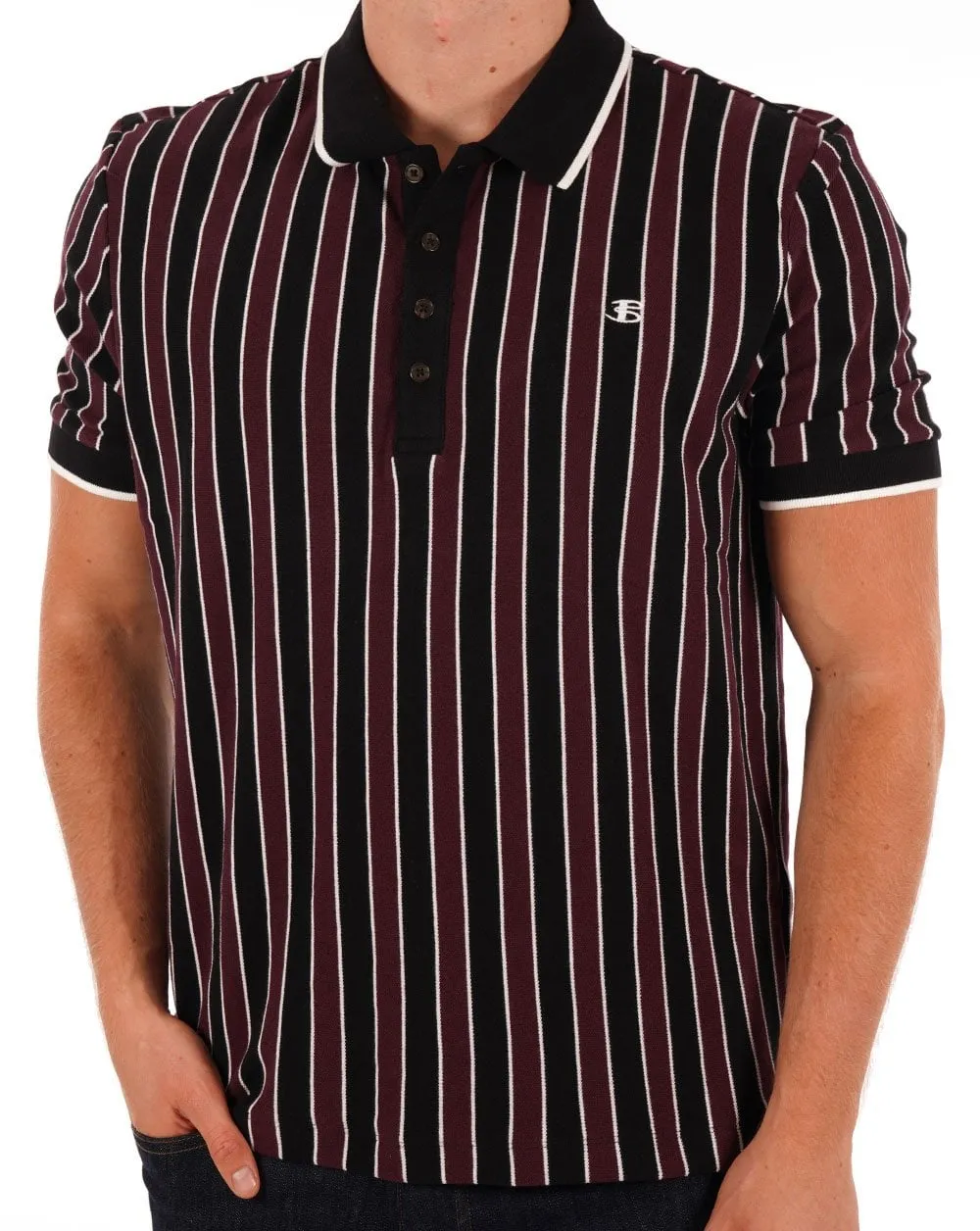 Ben Sherman Vertical Stripe Polo Black