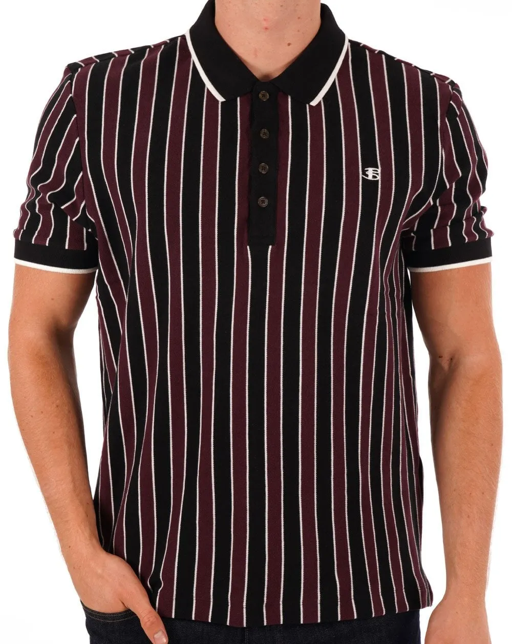 Ben Sherman Vertical Stripe Polo Black