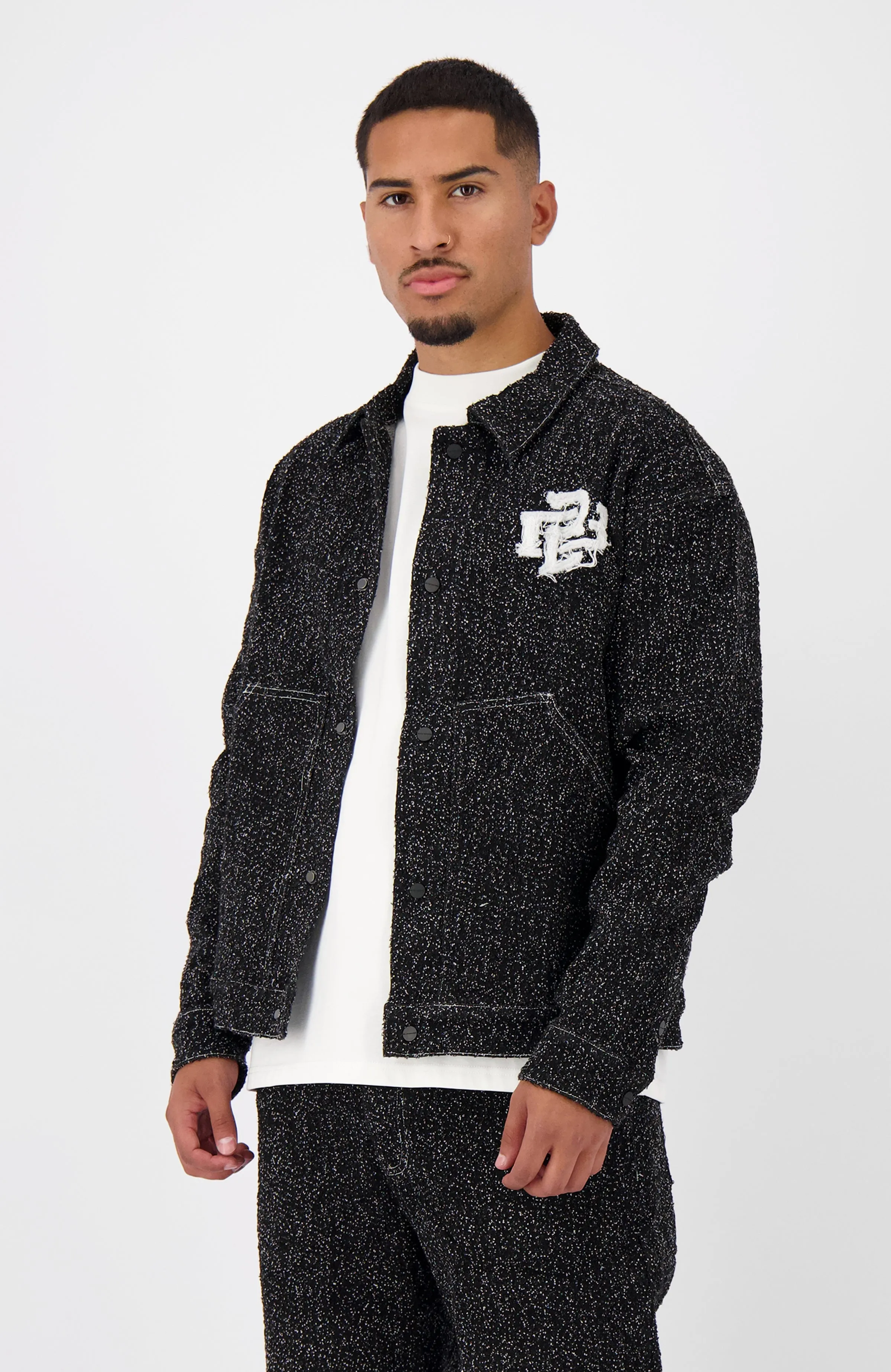 BOUCLE DENIM JACKET | Black