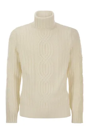 BRAIDED CASHMERE TURTLENECK SWEATER