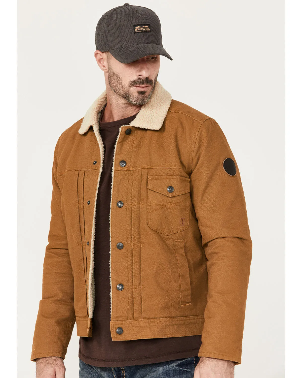 Brothers and Sons Men's Sherpa Lined Canvas Jacket