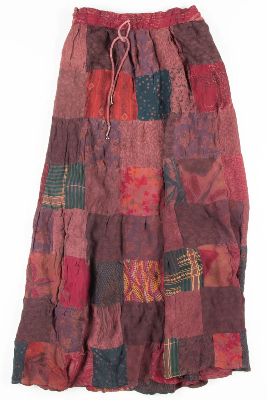 Burgundy Patch Hippie Skirt