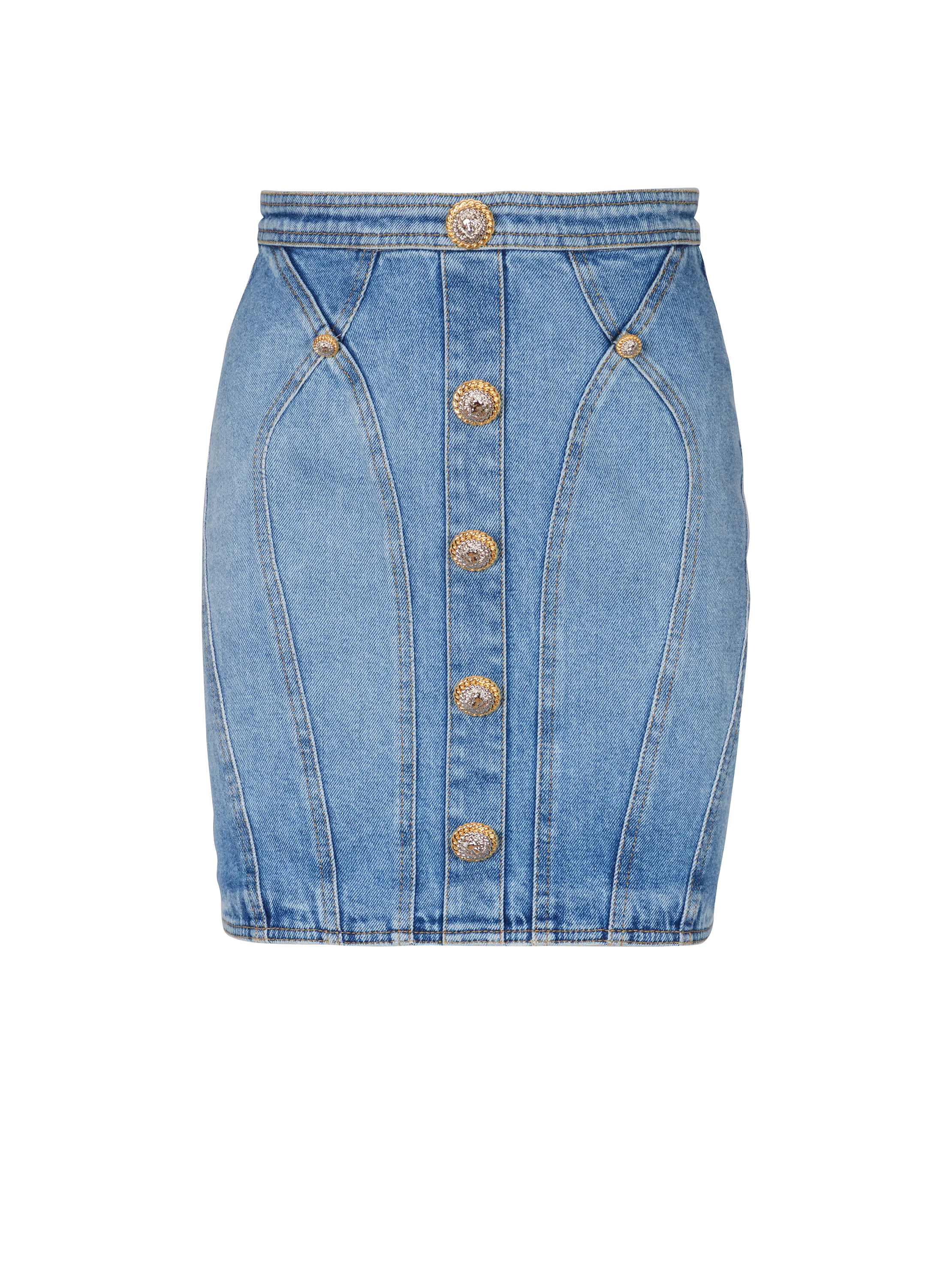 Buttoned denim skirt