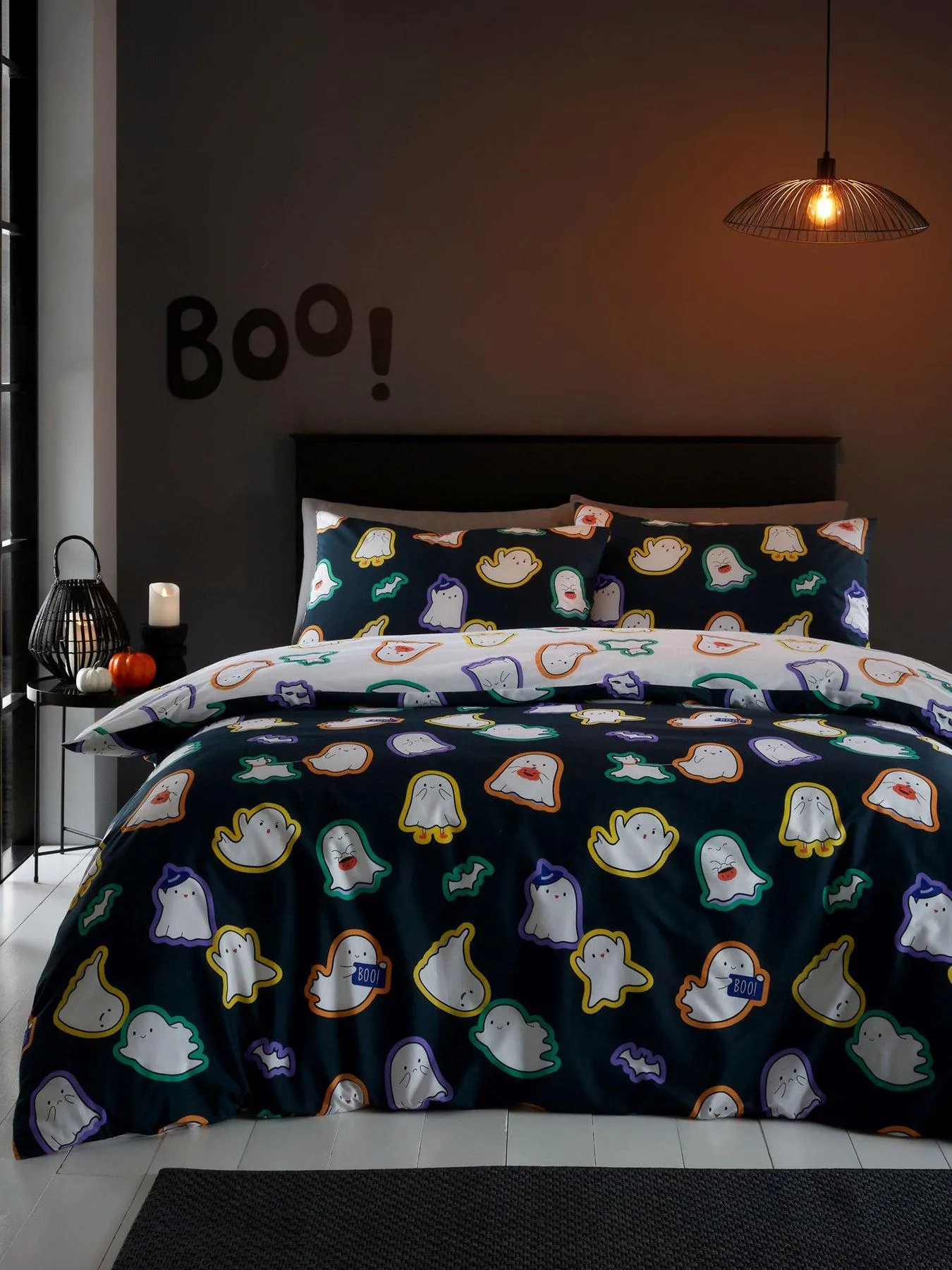 Catherine Lansfield Halloween Ghosts Reversible Duvet Cover Set