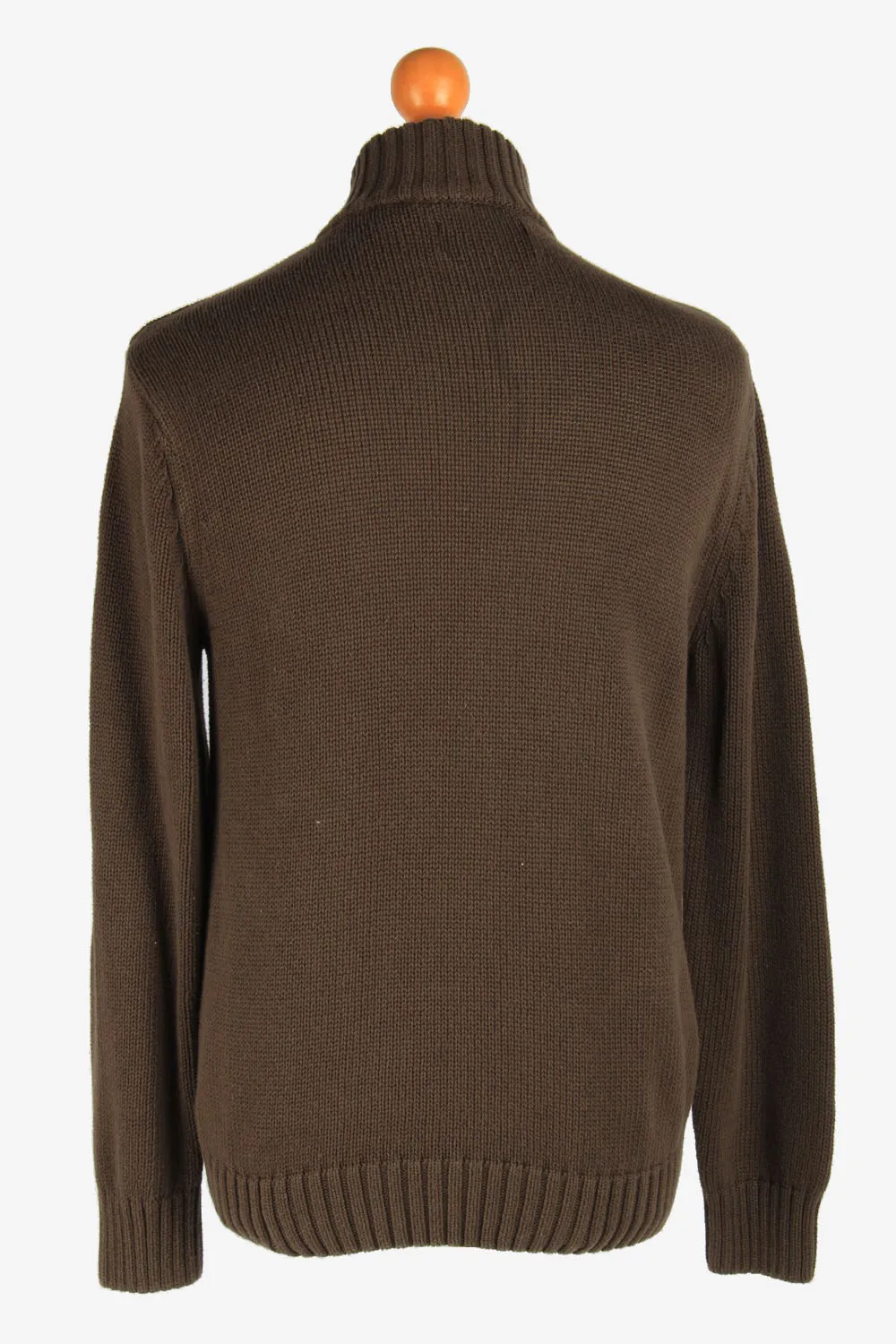 Chaps Zip Neck Jumper Pullover 90s Brown M - Pepper Tree London