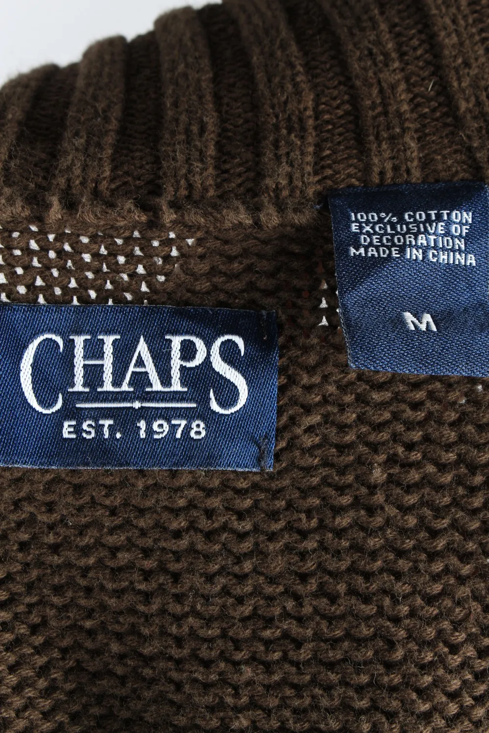 Chaps Zip Neck Jumper Pullover 90s Brown M - Pepper Tree London