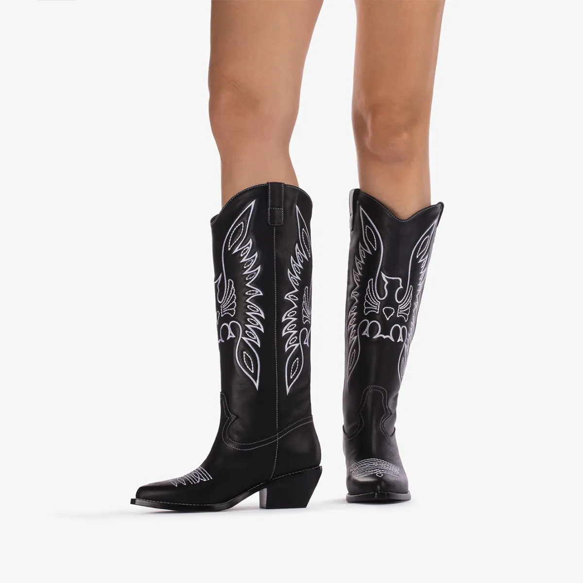 CHRISTINE COWBOY BOOT 70 mm Black leather Western-inspired boot