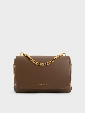 Clea Chain-Handle Bag - Dark Brown