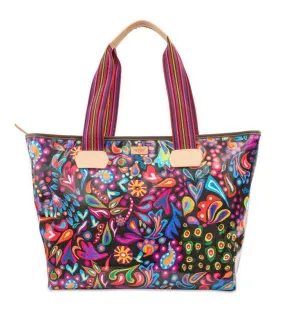 Consuela Sophie Black Swirly Zipper Tote 6372