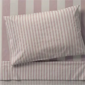 Crate&Barrel Riviera Moody Mauve Stripe Organic Cotton Kids Twin Sheet Set