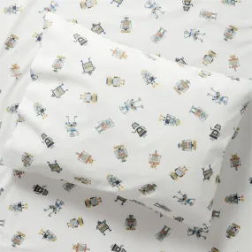 Crate&Barrel Stay Cool Modern Robot Organic Cotton Kids Pillowcase