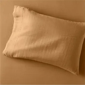 Crate&Barrel Supersoft Kids Brulee Brown Gauze Organic Cotton Pillowcase