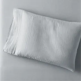 Crate&Barrel Supersoft Kids Mist Blue Organic Cotton Gauze Pillowcase