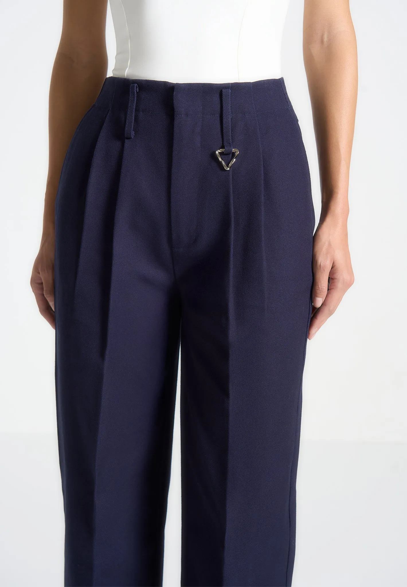 Creased Gabardine Trousers - Indigo