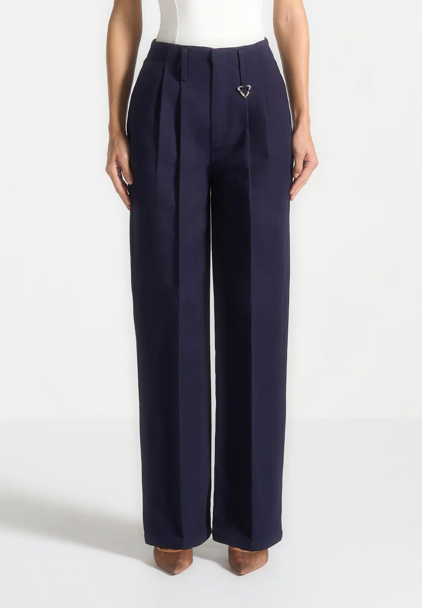 Creased Gabardine Trousers - Indigo