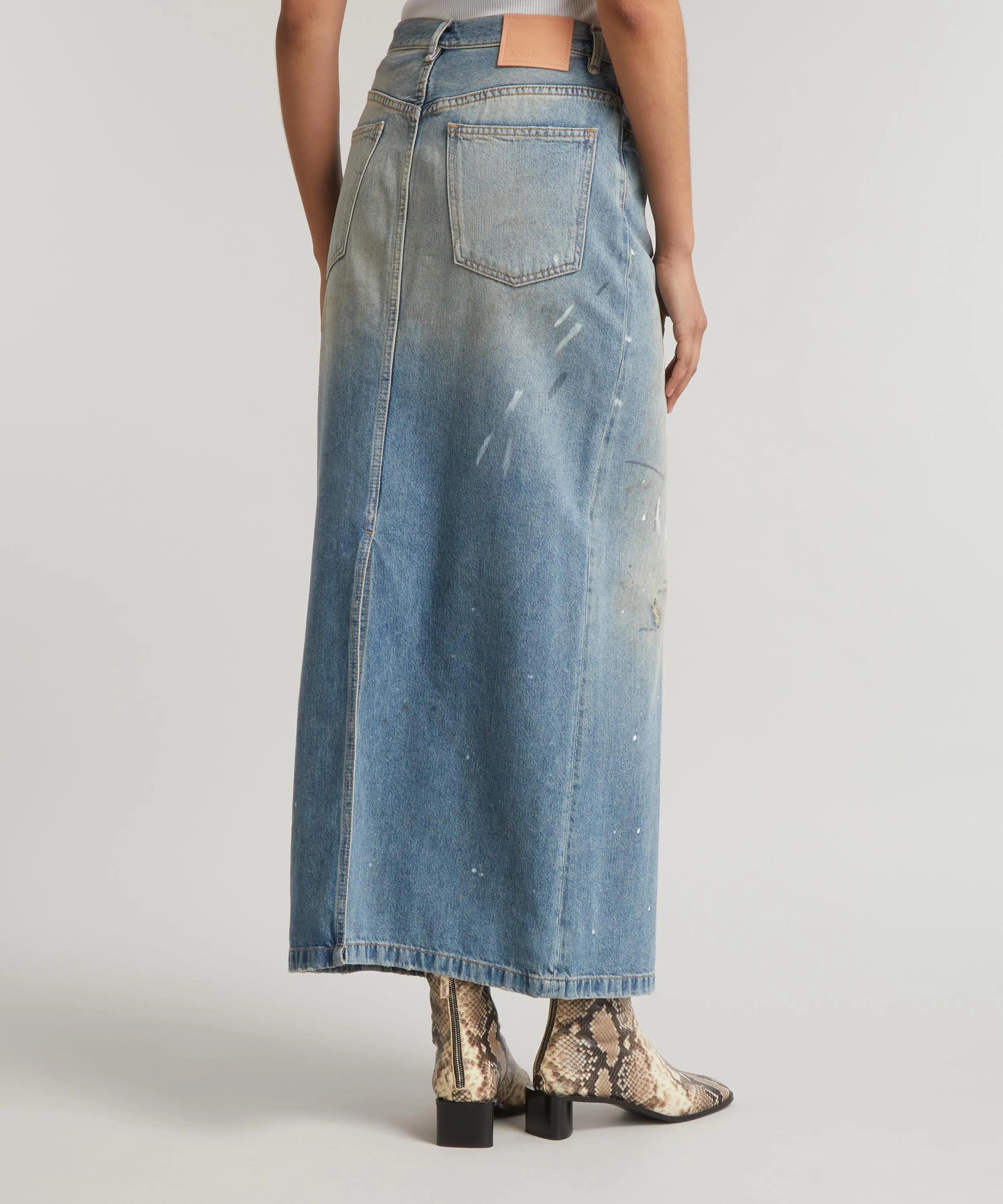 Distressed Denim Maxi Skirt