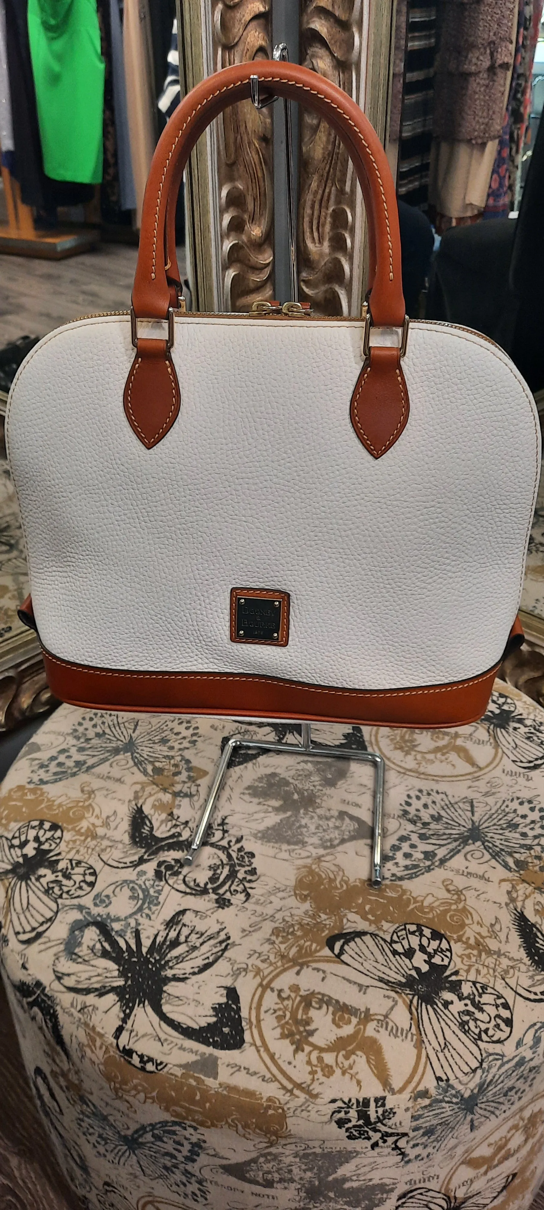 Dooney & Bourke  Pebbled Leather Zip Zip Top Handle Handbag with Removeable Crossbody Strap