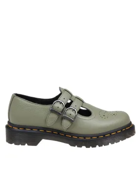 DR. MARTENS 8065 MARY JANE SHOE IN OLIVE GREEN LEATHER