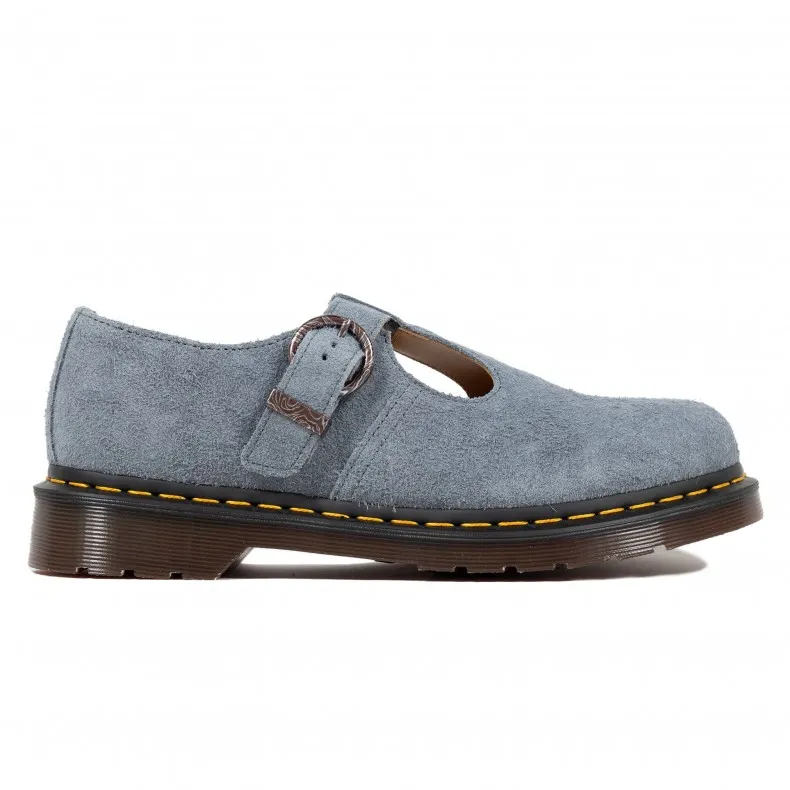 Dr. Martens T-Bar Suede Mary Jane (Washed Denim Long Napped Suede)