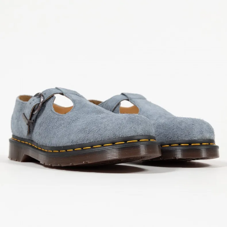 Dr. Martens T-Bar Suede Mary Jane (Washed Denim Long Napped Suede)