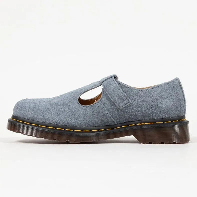 Dr. Martens T-Bar Suede Mary Jane (Washed Denim Long Napped Suede)