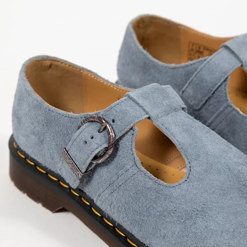 Dr. Martens T-Bar Suede Mary Jane (Washed Denim Long Napped Suede)