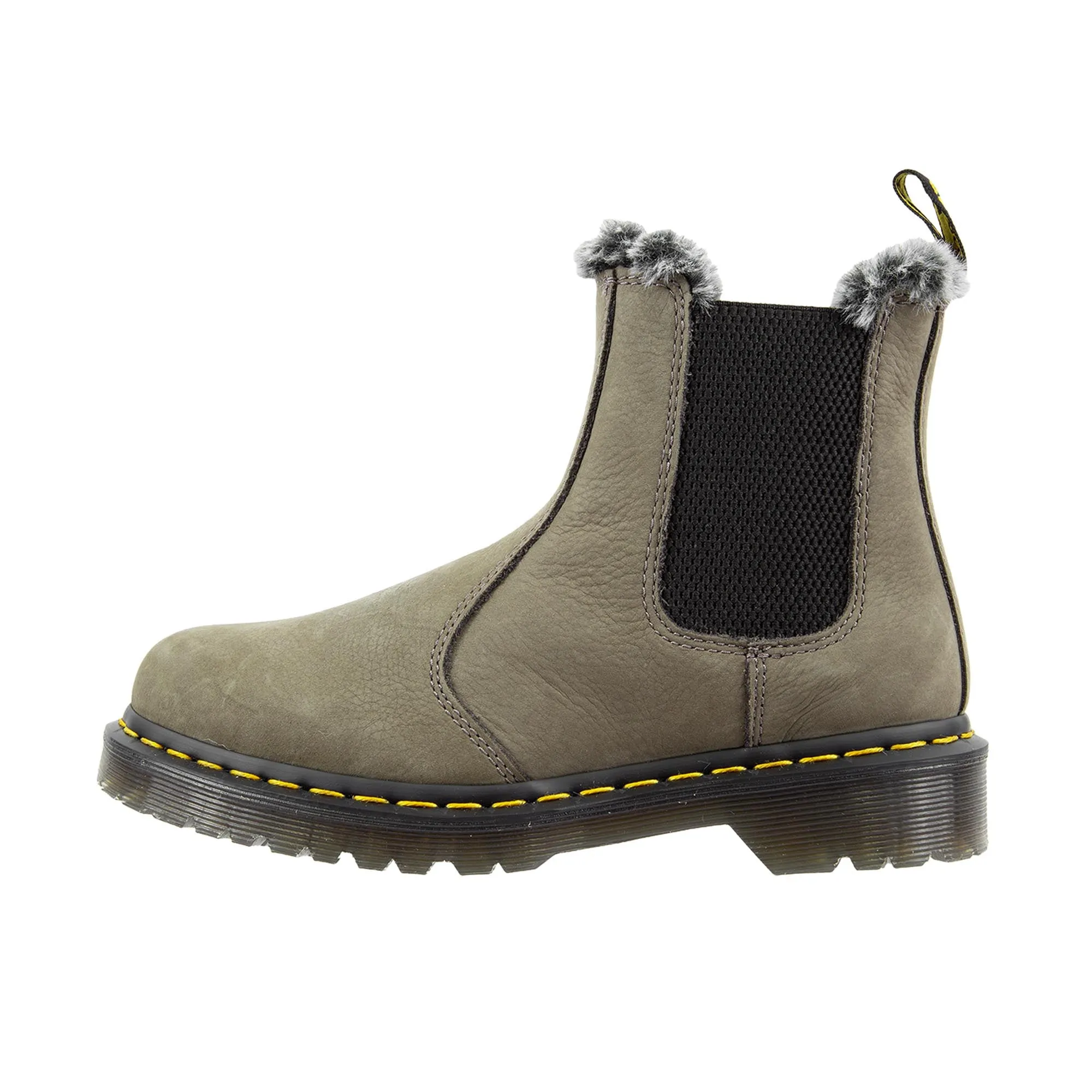 Dr Martens Womens 2976 Leonore Milled Nubuck Wp + Milo Fur Nickel Grey