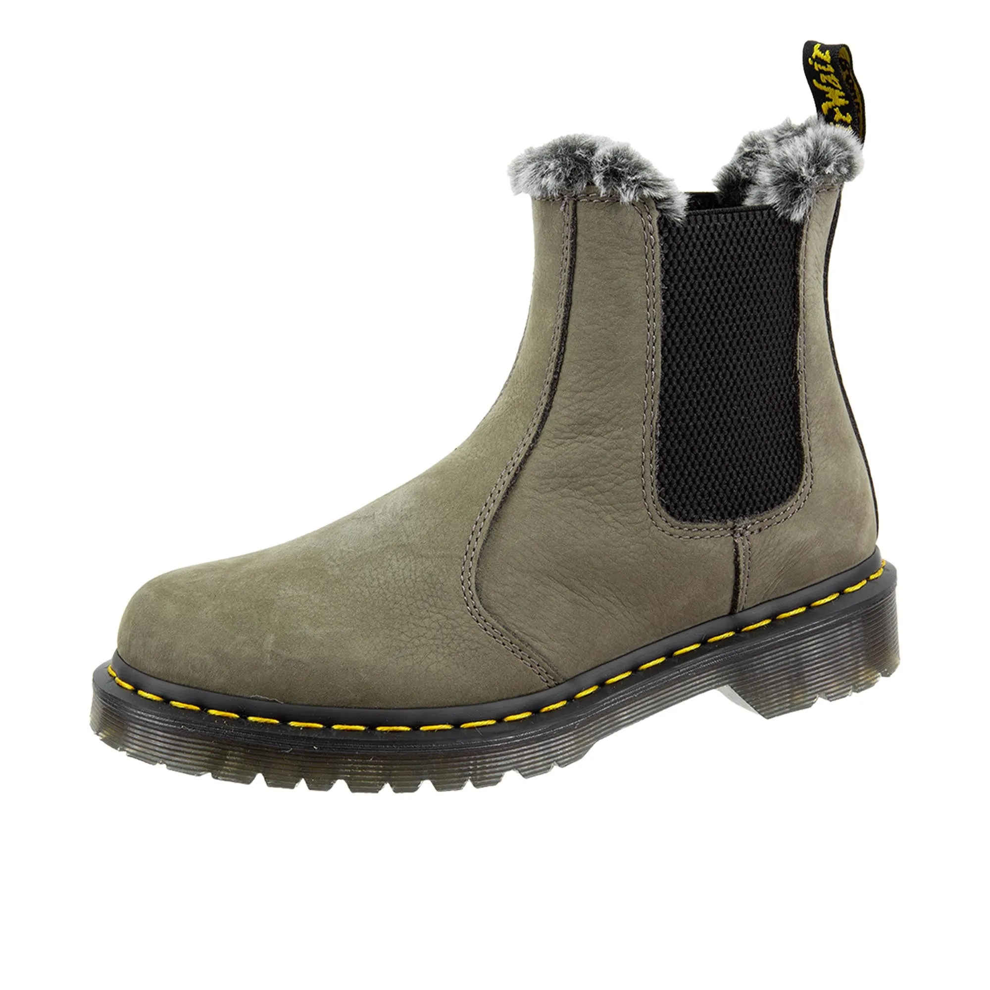 Dr Martens Womens 2976 Leonore Milled Nubuck Wp + Milo Fur Nickel Grey