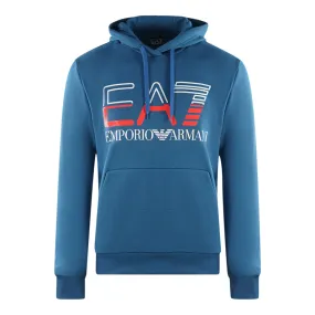 EA7 Large Brand Logo Dark Blue Hoodie