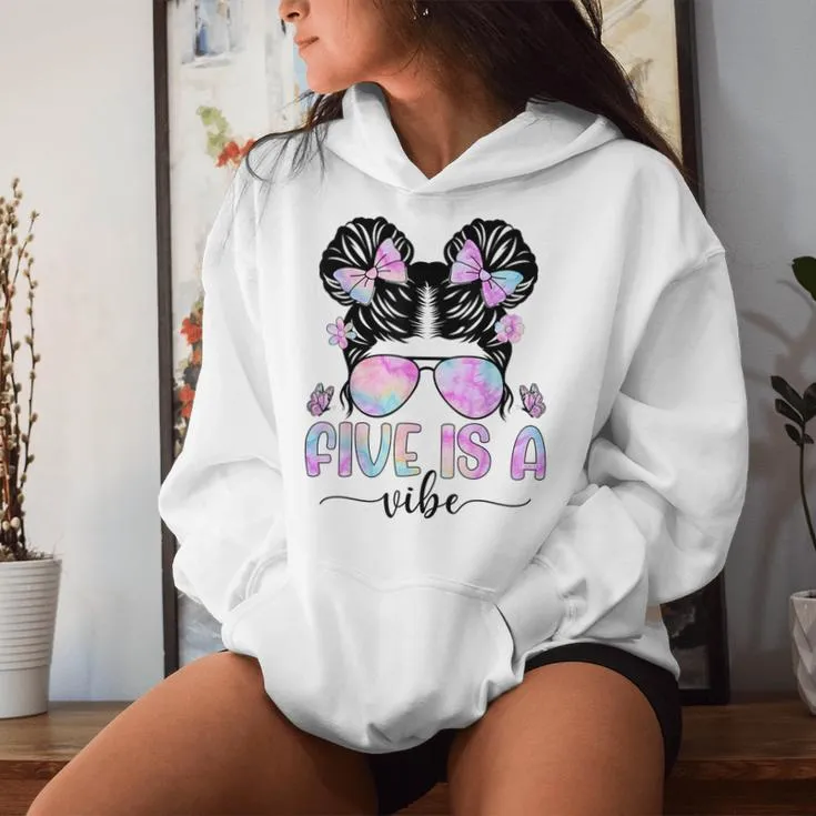 Five Is A Vibe 5 Year Old Girls 5Th Birthday Women Hoodie