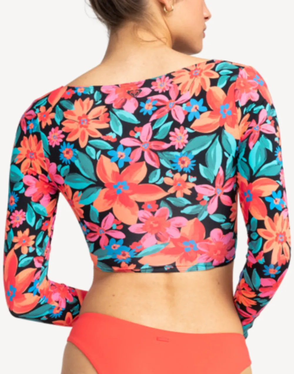 Floral Fiesta Long Sleeve Crop Bikini Top