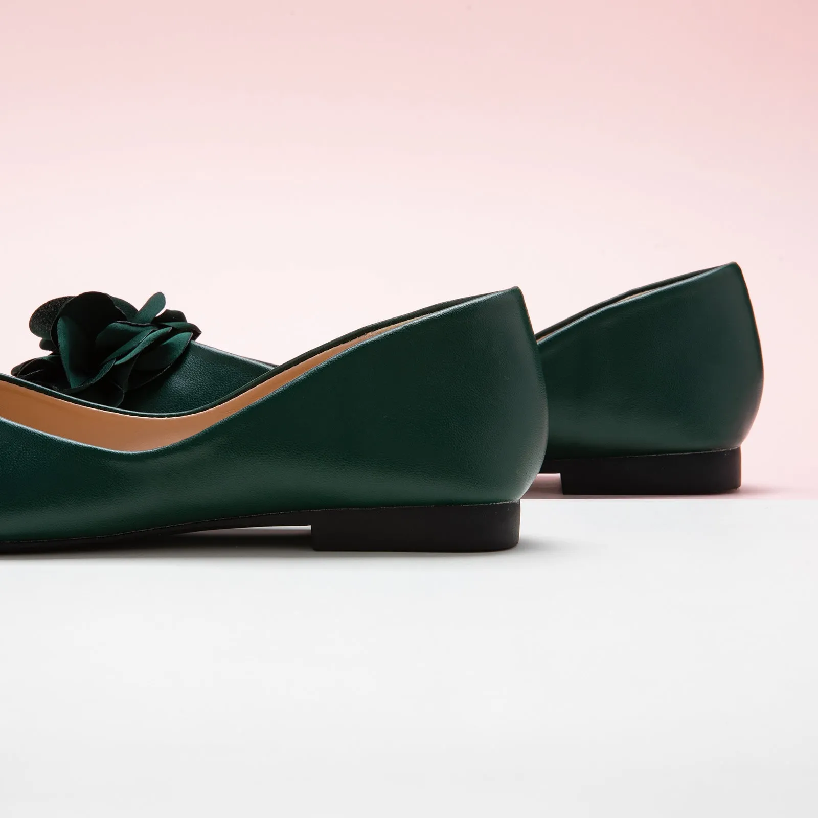 Flower Ballerina Flats (Eva) Dark Green