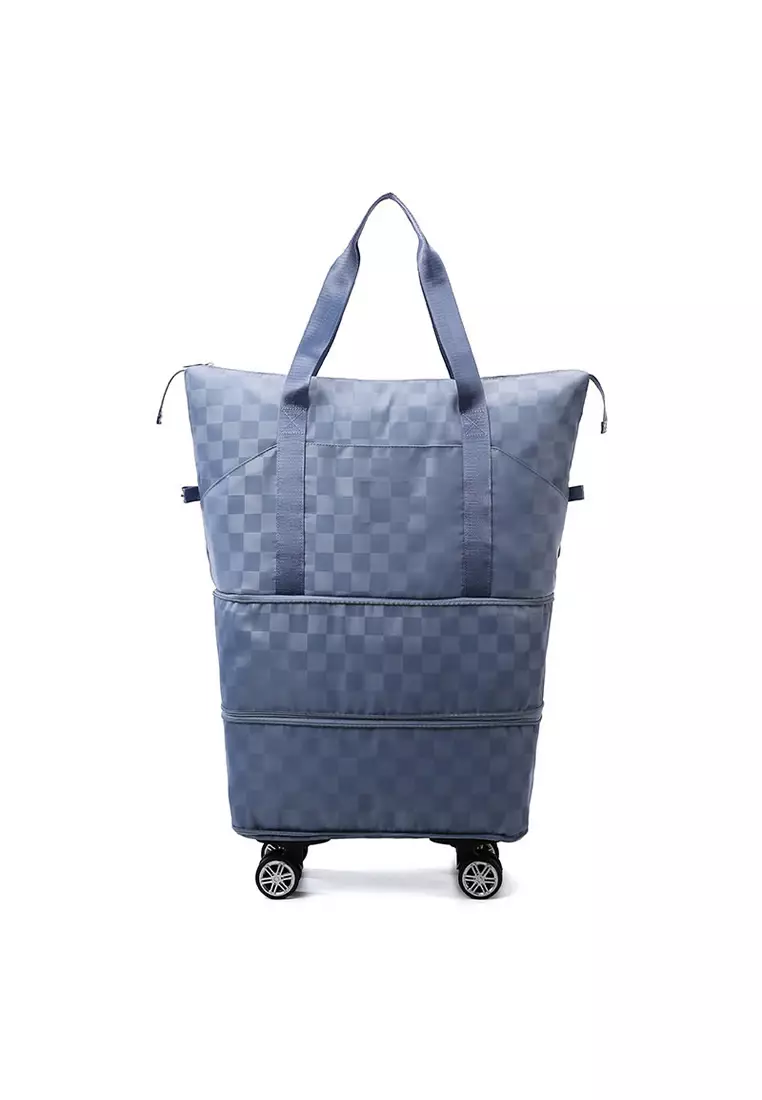 FUNKY.sg Convertible Travel Bag with Large Capacity, Water-Repellent Hand Carry Luggage with Removable Wheels and Backpack Strap