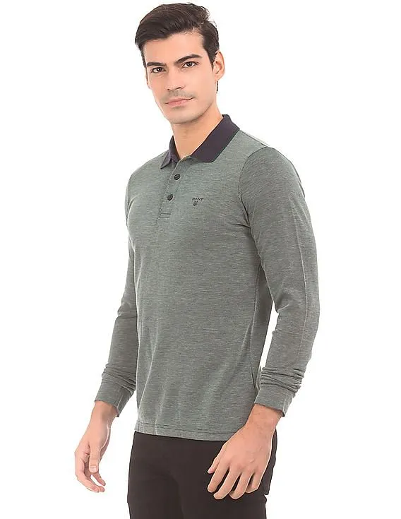 Gant Long Sleeve Heathered Polo Shirt