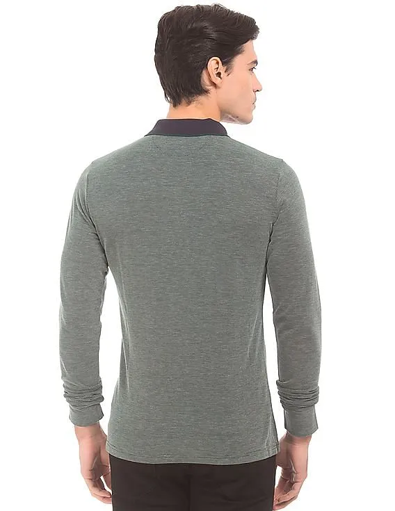 Gant Long Sleeve Heathered Polo Shirt