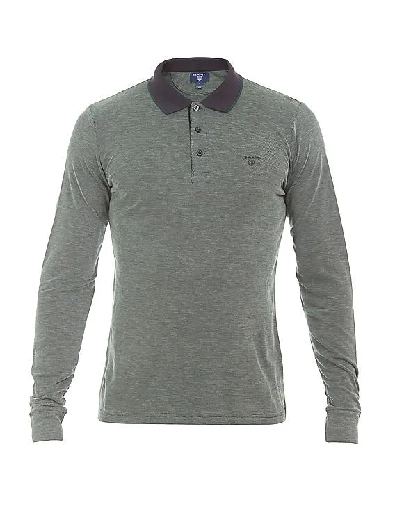 Gant Long Sleeve Heathered Polo Shirt