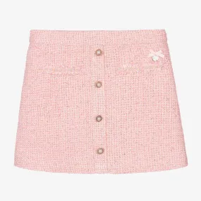 Girls Pink Tweed Skirt