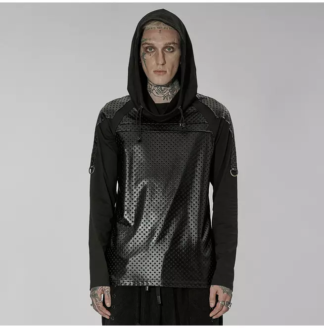 Gothic Men's Spliced Hoodie T-shirt