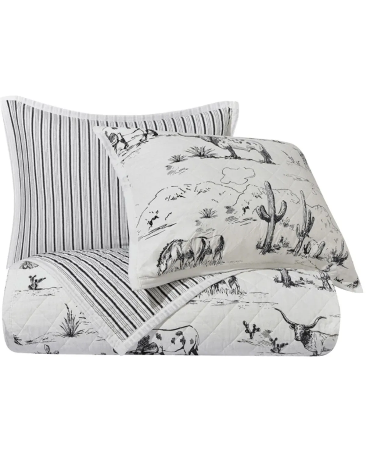 HiEnd Accents Black Ranch Life Western Toile Reversible 2-Piece Twin Quilt Set