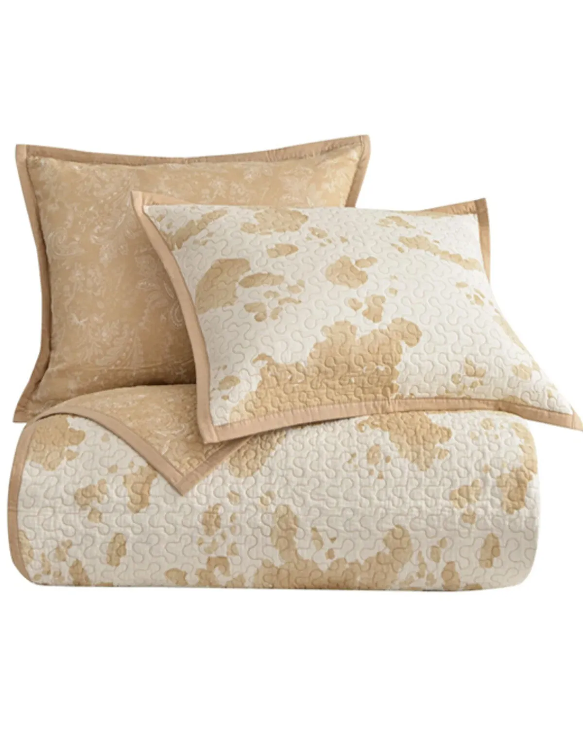 HiEnd Accents Elsa Light Tan Cowhide Reversible 3-Piece Full/Queen Quilt Set