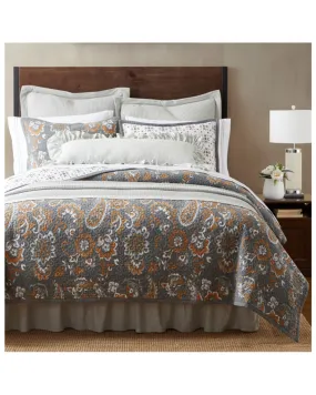 HiEnd Accents Gray Abbie Western Paisley Reversible 2-Piece King Quilt Set