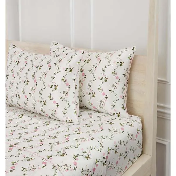 Hill House Home The Sisi Silk Pillowcase, Pink Pond Floral