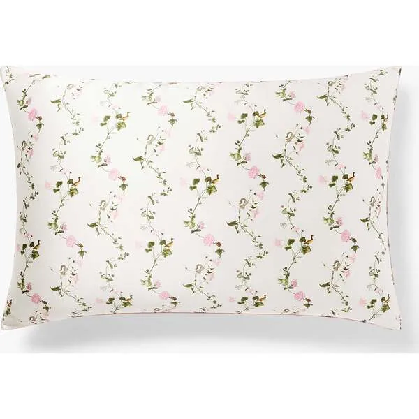 Hill House Home The Sisi Silk Pillowcase, Pink Pond Floral